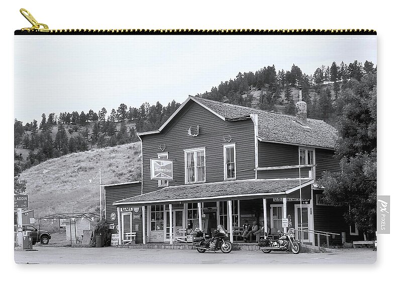 Aladdin Zip Pouch featuring the photograph Aladdin Wyoming BW by Cathy Anderson