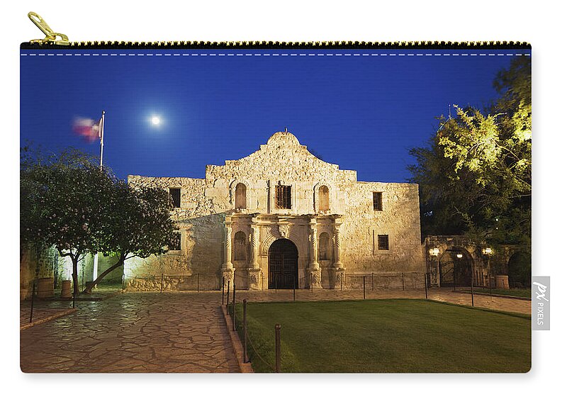 War Zip Pouch featuring the photograph Alamo Mission, San Antonio, A Famous by Yinyang
