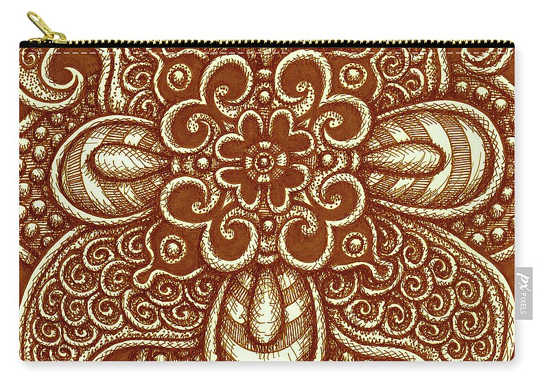 Boho Zip Pouch featuring the drawing Alien Bloom 17 by Amy E Fraser