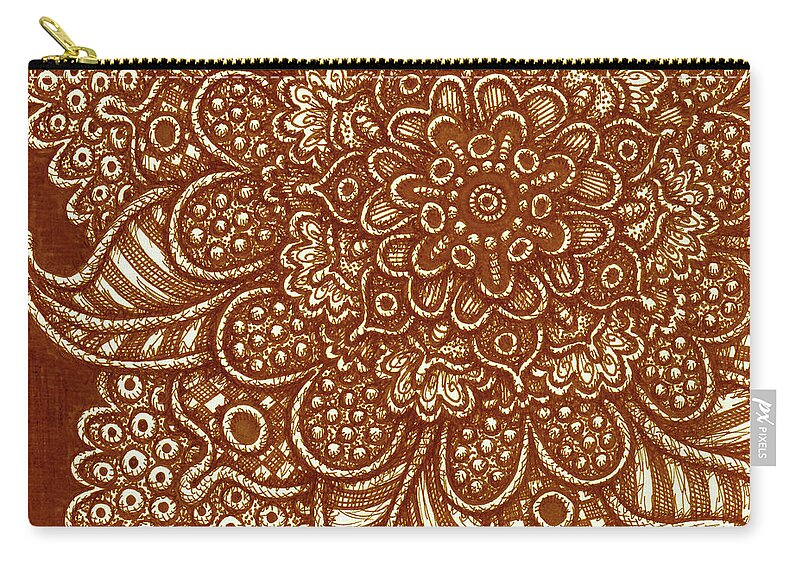 Boho Zip Pouch featuring the drawing Alien Bloom 7 by Amy E Fraser