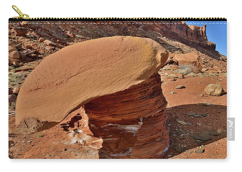 Highway 313 Zip Pouch featuring the photograph Alien-like Boulder along Utah 313 by Ray Mathis