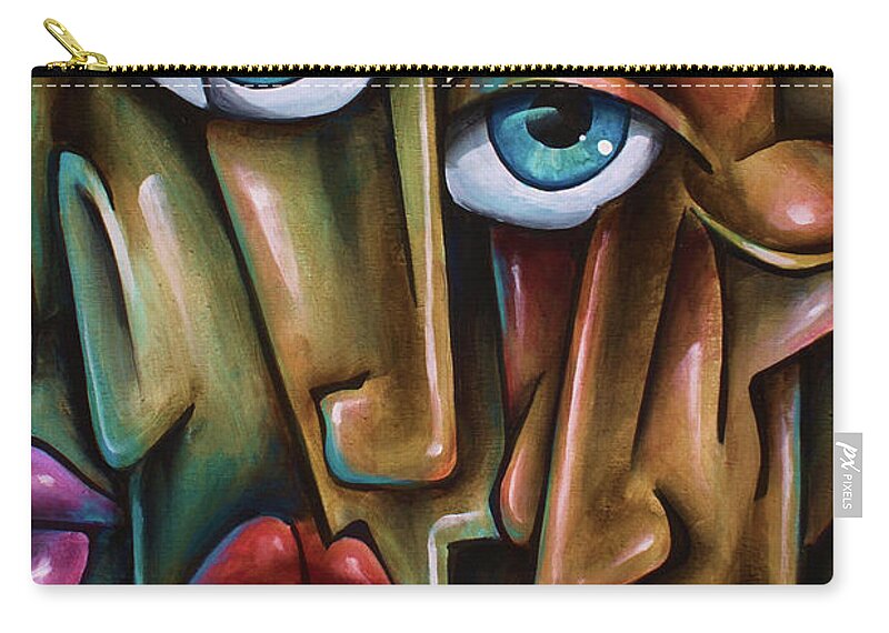 Portrait Zip Pouch featuring the painting All in One by Michael Lang