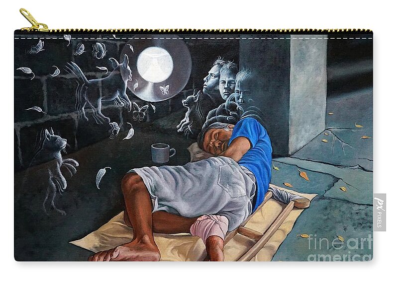 Rainbow Bridge Carry-all Pouch featuring the painting Unconditional love forever by Christopher Shellhammer