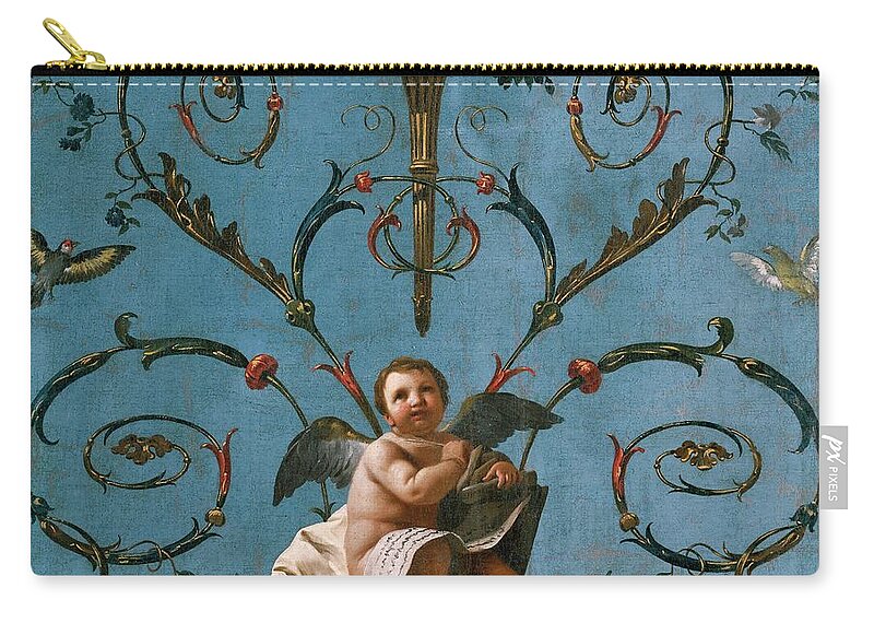 Allegory Of The Arithmetic Zip Pouch featuring the painting 'Allegory of the Arithmetic', 1770-1780, Spanish School, Canvas, 117 cm x 113... by Jose del Castillo -1737-1793-