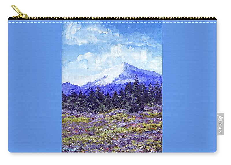 Blue Zip Pouch featuring the painting Alpine Meadow Sketch by Richard De Wolfe