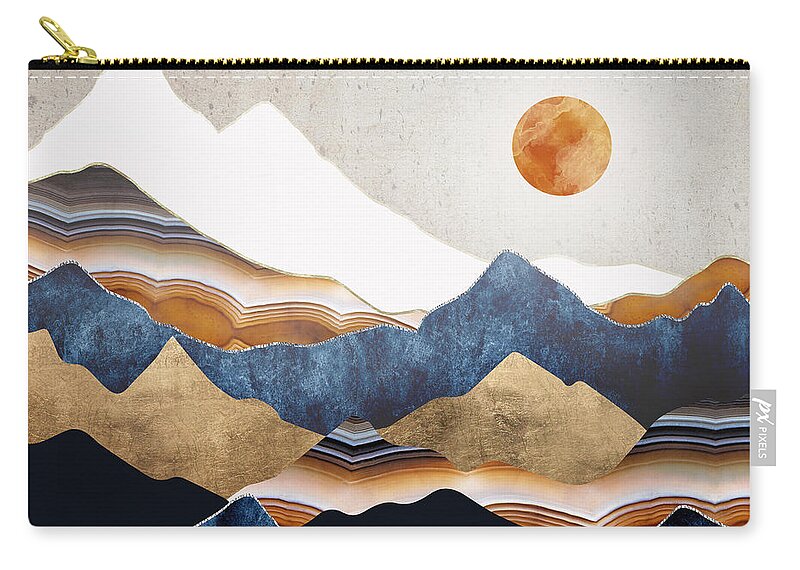 Amber Zip Pouch featuring the digital art Amber Sun by Spacefrog Designs