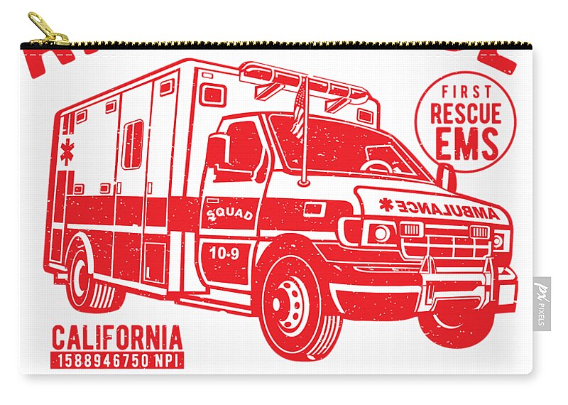 Ambulance Zip Pouch featuring the digital art Ambulance by Long Shot