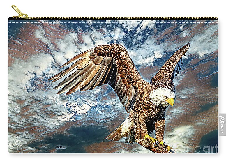 Birds Zip Pouch featuring the mixed media American Bald Eagle Artistry by DB Hayes