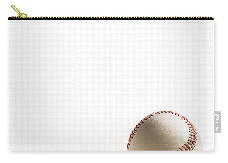 Shadow Zip Pouch featuring the photograph American Baseball On White Background by Peter Dazeley