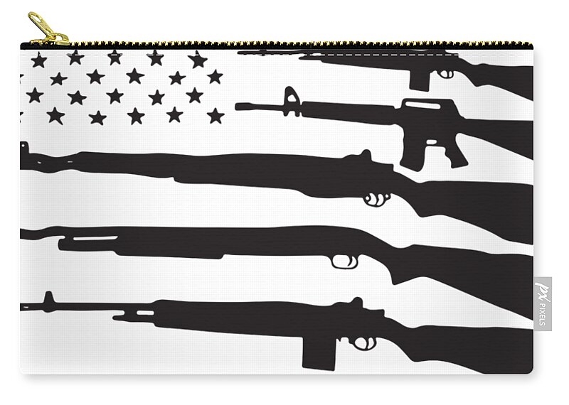 Gun Zip Pouch featuring the digital art American Flag Guns Patriotic Usa Pride Gun Rights Nra Pro-Gun by Edward Hyett