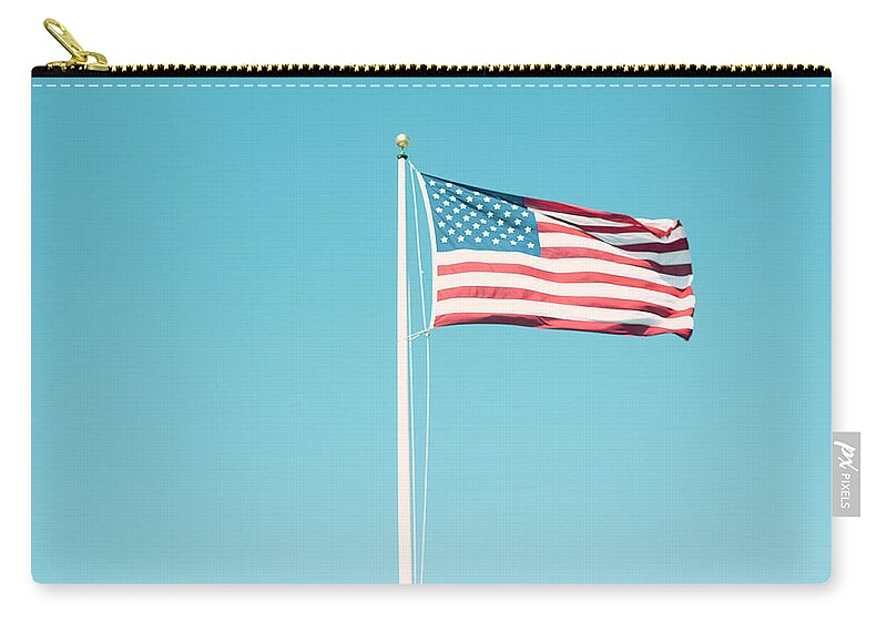 San Francisco Zip Pouch featuring the photograph American Flag With Vintage Look by William Andrew