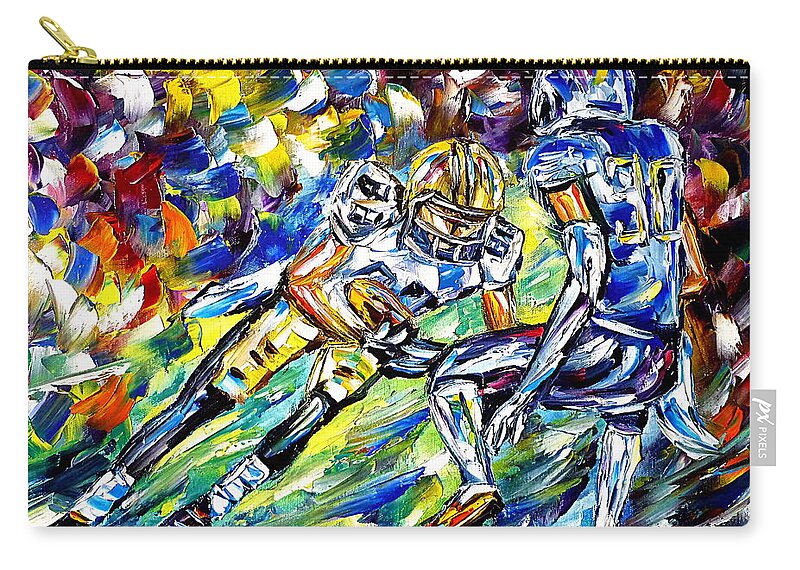 I Love Football Carry-all Pouch featuring the painting American Football by Mirek Kuzniar