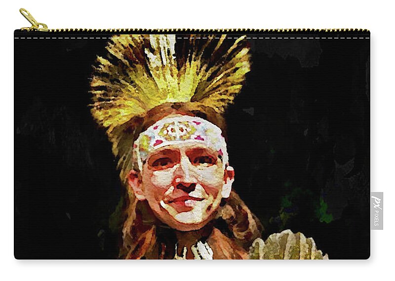 Thunderbird American Male Indian Dancer Zip Pouch featuring the painting American Indian Dancer by Joan Reese
