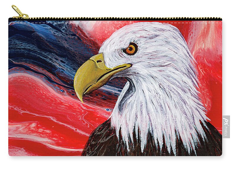 Eagle Zip Pouch featuring the painting American Pride by Darice Machel McGuire