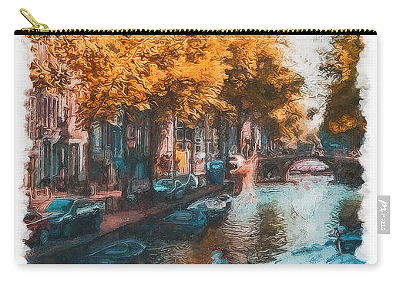 Amsterdam Colors Zip Pouch featuring the painting Amsterdam - 09 by AM FineArtPrints