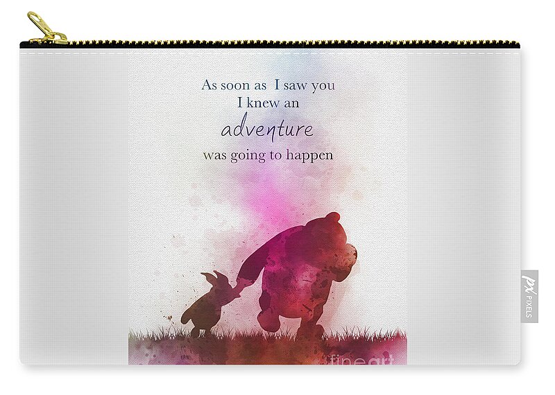 Winnie The Pooh Zip Pouch featuring the mixed media An adventure is going to happen by My Inspiration