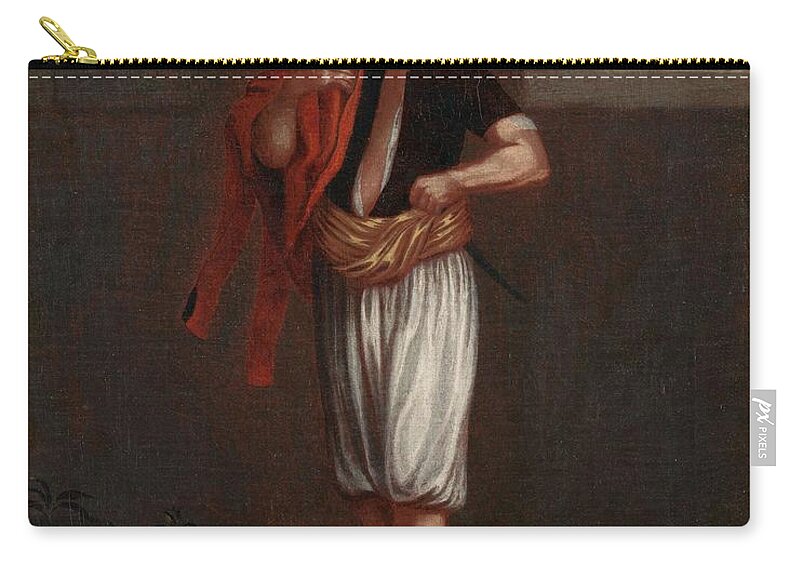 Canvas Zip Pouch featuring the painting An Albanian Sailor. by Jean Baptiste Vanmour -workshop of-