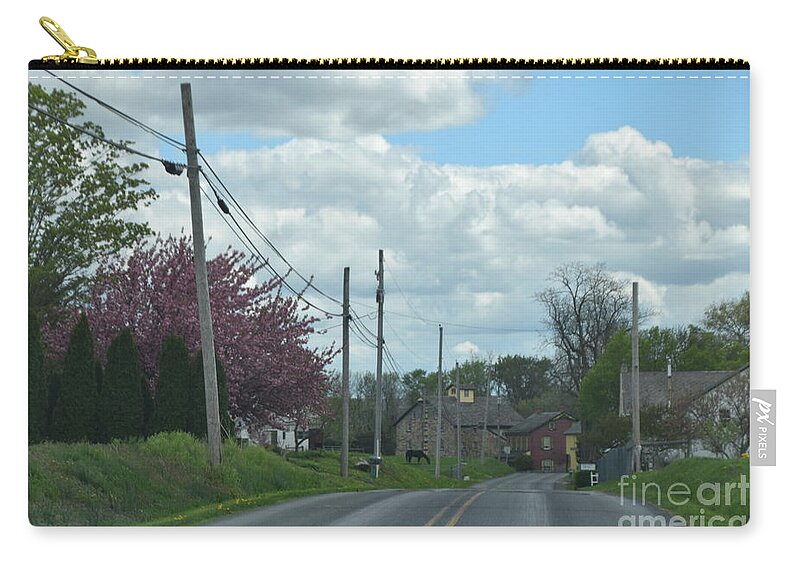 Amish Zip Pouch featuring the photograph An Amish Spring Drive by Christine Clark