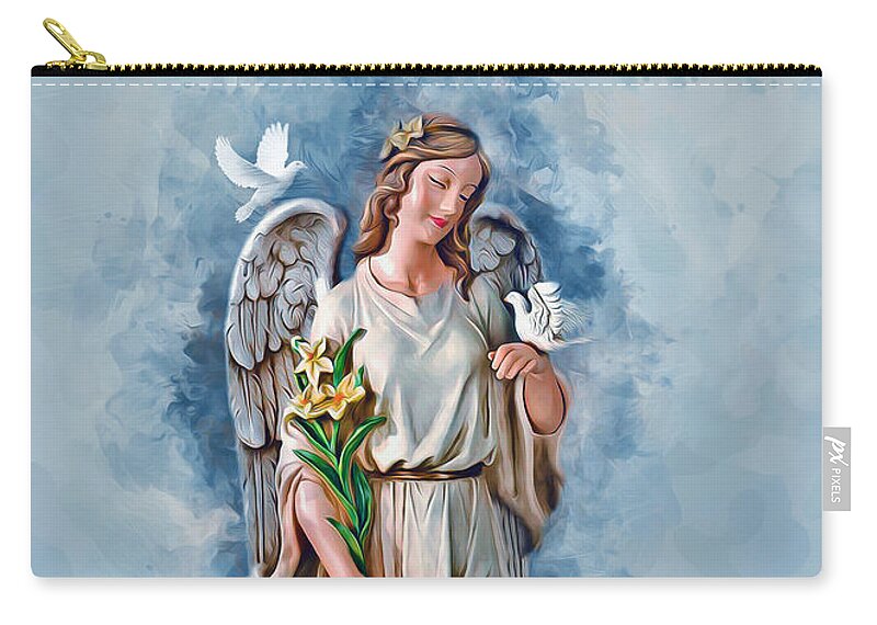 Love Zip Pouch featuring the digital art An Angels Love by Ian Mitchell