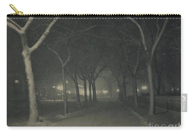 City Zip Pouch featuring the photograph An Icy Night, New York, 1898 by Alfred Stieglitz