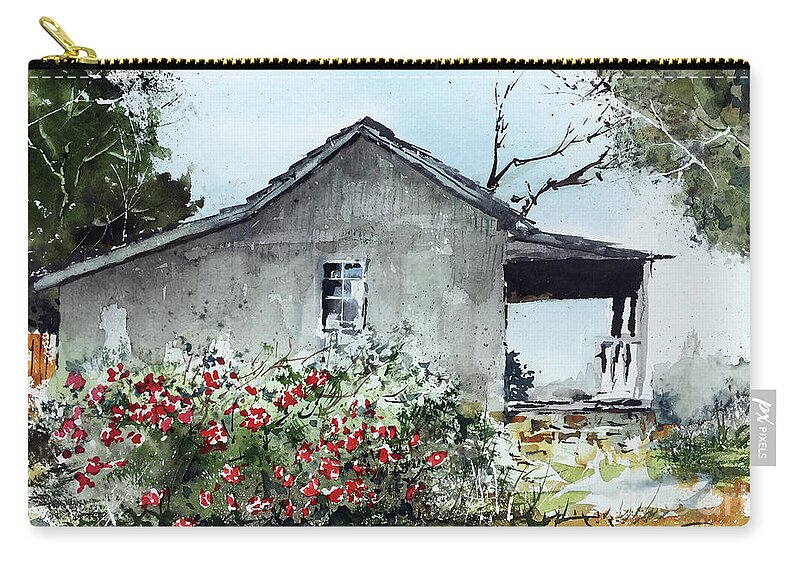 The Oldest House Zip Pouch featuring the painting An Old Timer by Monte Toon