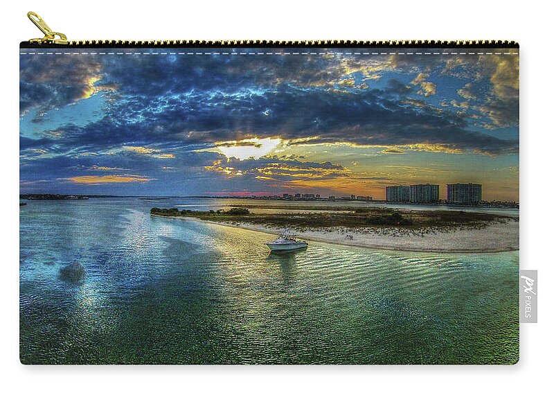 Alabama Zip Pouch featuring the photograph Anchored Off Bird Island by Michael Thomas