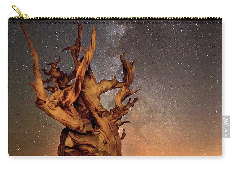 Scenics Zip Pouch featuring the photograph Ancient Bristlecone Pine And Milky Way by Richard Mitchell - Touching Light Photography