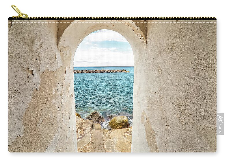 Italy Zip Pouch featuring the photograph Ancient Door To Sea by Vivida Photo PC