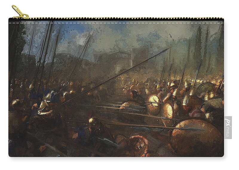 Spartan Warrior Zip Pouch featuring the painting Ancient Greek Army - 06 by AM FineArtPrints