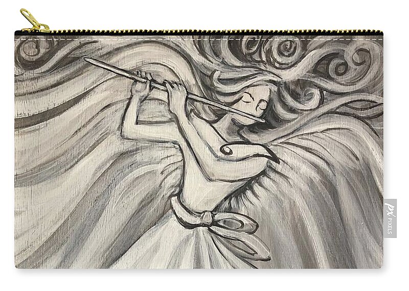 Angel Zip Pouch featuring the painting Angelic Flutist by Jeanette Jarmon