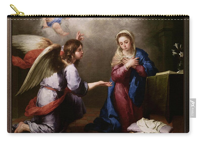 Annunciation Of The Blessed Virgin Mary Carry-all Pouch featuring the painting Annunciation of the Blessed Virgin Mary by Bartolome Esteban Murillo by Rolando Burbon