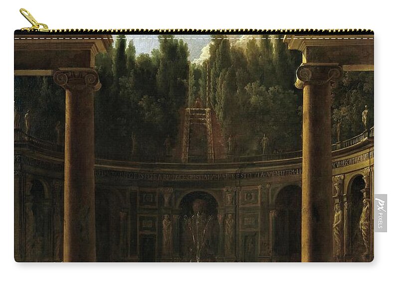 Anonymous Zip Pouch featuring the painting Anonymous / 'El jardin Aldobrandini en Frascati', 17th century, Dutch School, Oil on canvas. by Anonymous