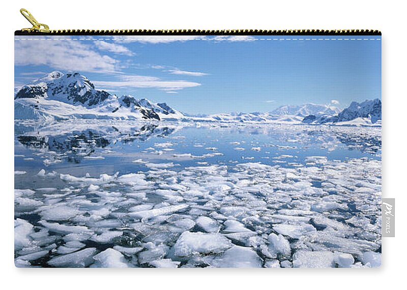 Scenics Zip Pouch featuring the photograph Antarctica, Paradise Bay, Bryde Island by Paul Souders