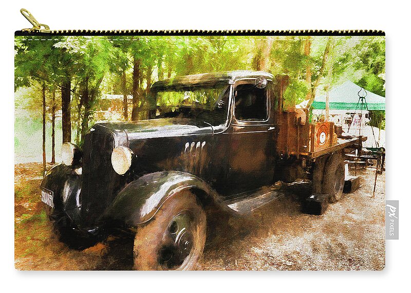 Truck Zip Pouch featuring the photograph Antique Black Truck by Ola Allen