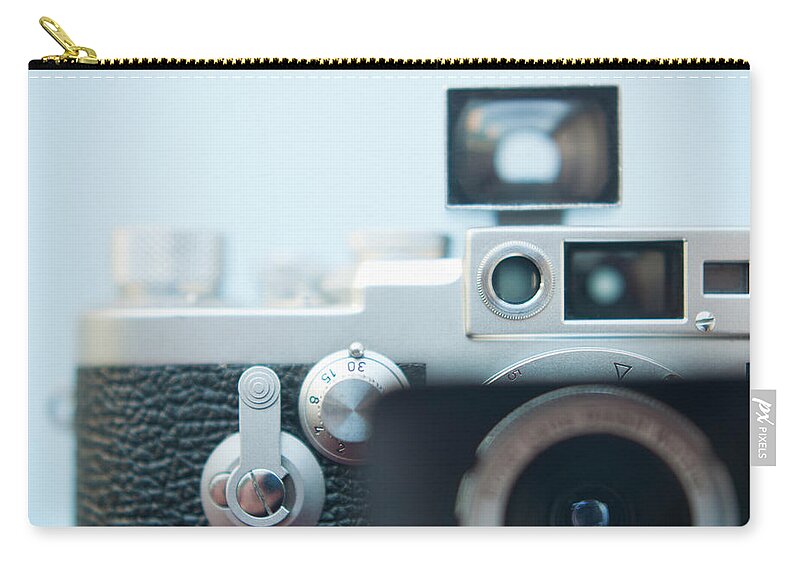 Photographic Film Camera Zip Pouch featuring the photograph Antique Camera, Close-up by Tetra Images