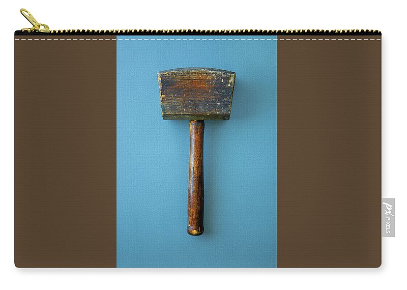 Mallet Zip Pouch featuring the photograph Antique Wooden Carpenter's Hammer by David Smith