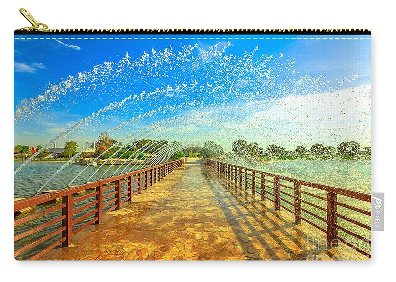 Doha Zip Pouch featuring the photograph Apire Park fountain by Benny Marty