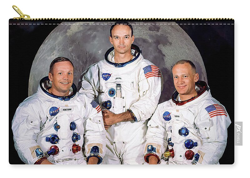 Apollo 11 Zip Pouch featuring the photograph Apollo 11 - Official Crew Portrait by Eric Glaser