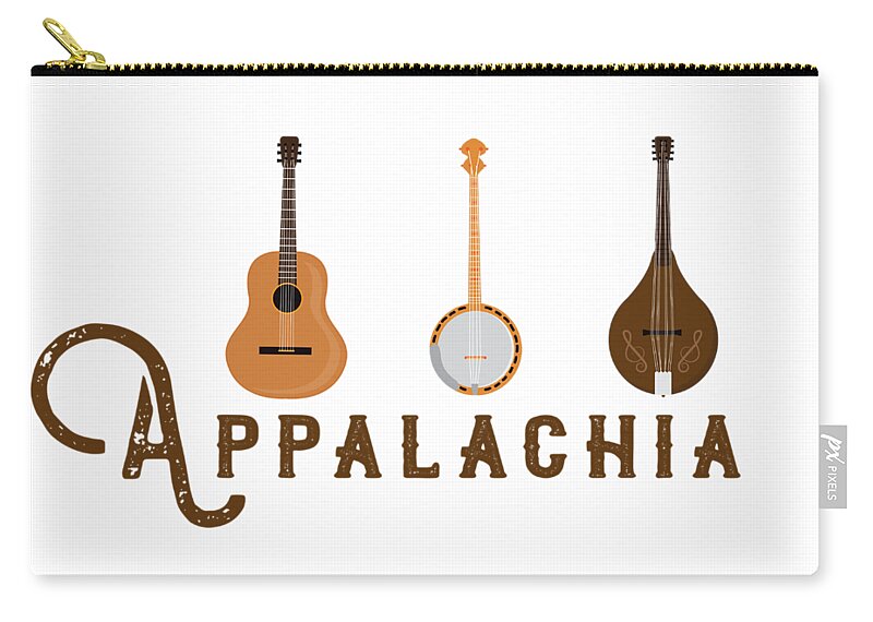 Appalachian Music Zip Pouch featuring the digital art Appalachia Mountain Music White Mountains by Heather Applegate