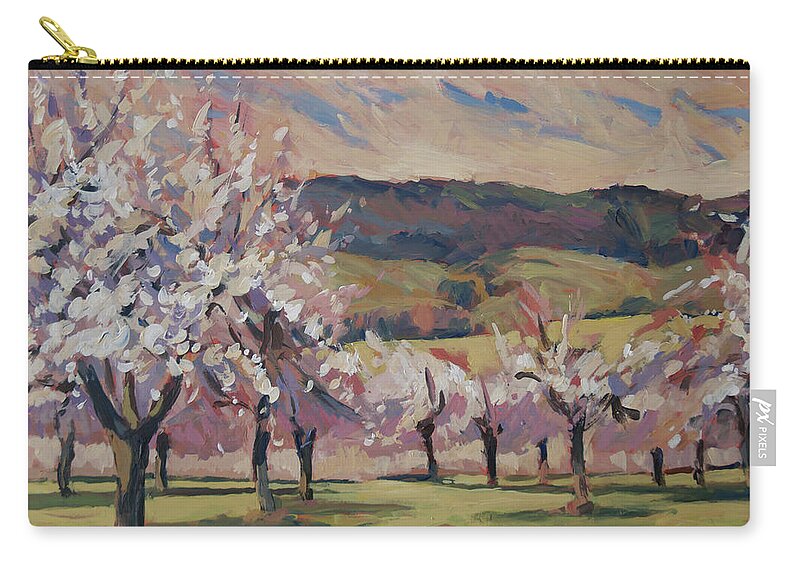 Blossom Zip Pouch featuring the painting Apple blossom Geuldal by Nop Briex