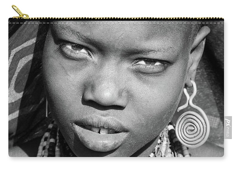 Portrait Zip Pouch featuring the photograph Arbore girl 4 by Mache Del Campo