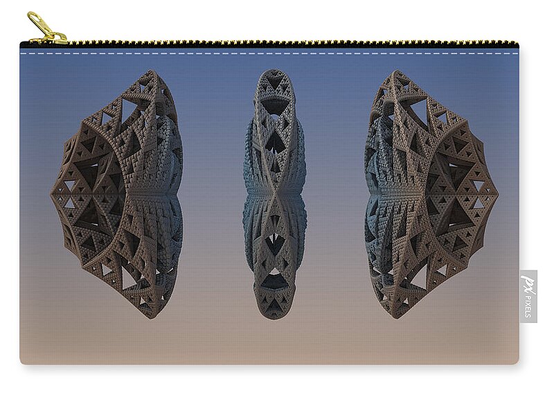 3-d Fractal Zip Pouch featuring the digital art Architectural Question by Bernie Sirelson