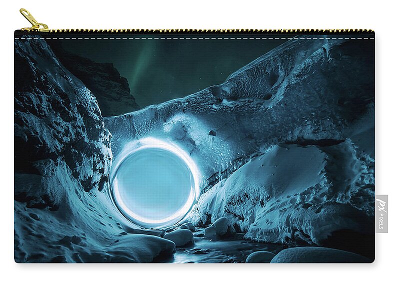 Orb Carry-all Pouch featuring the digital art Arctic Portal by Pelo Blanco Photo