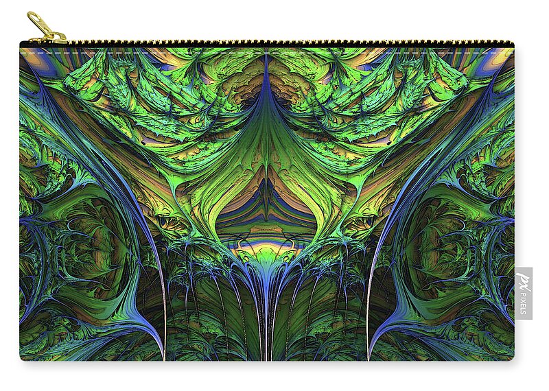 Fractal Zip Pouch featuring the digital art The Green Man by Bernie Sirelson