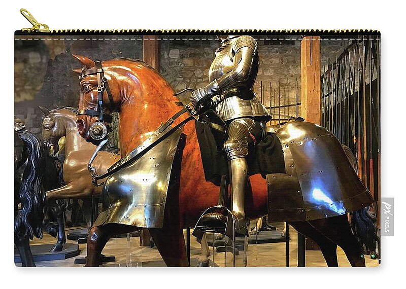 England Zip Pouch featuring the photograph Medieval Armored Horse and Man by Janette Boyd