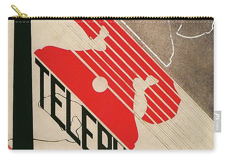 Art Deco Zip Pouch featuring the painting Art Deco Vintage Telephone by Mindy Sommers