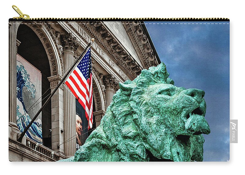 Chicago Zip Pouch featuring the photograph Art lion by Izet Kapetanovic