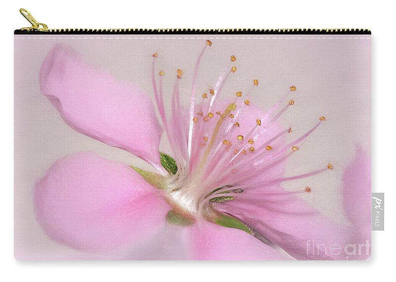 Art Of A Pink Blossom Zip Pouch featuring the photograph Art of a Pink Blossom by Kaye Menner by Kaye Menner