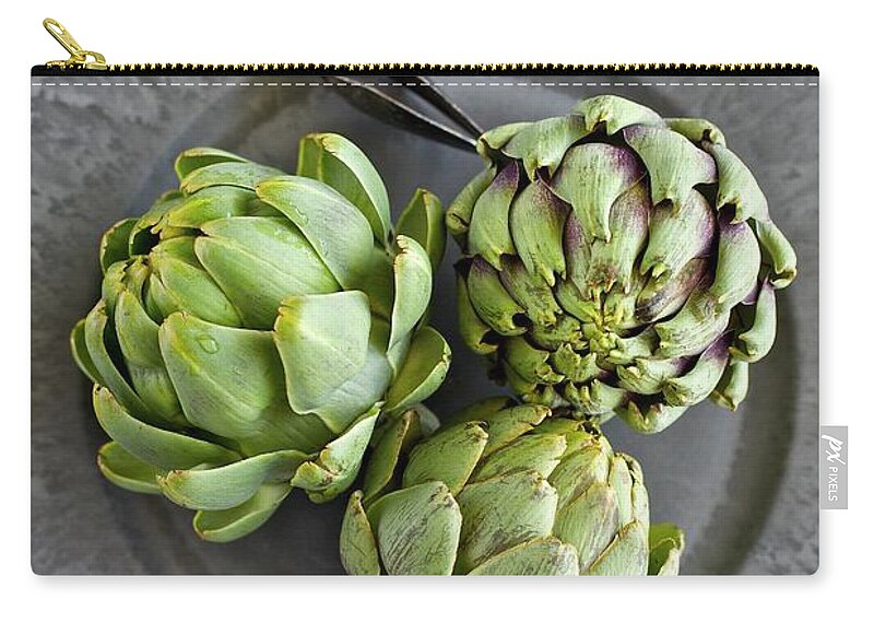 Close-up Zip Pouch featuring the photograph Artichokes by Ingwervanille