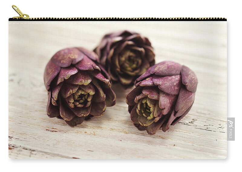 Natural Pattern Zip Pouch featuring the photograph Artichokes by James And James